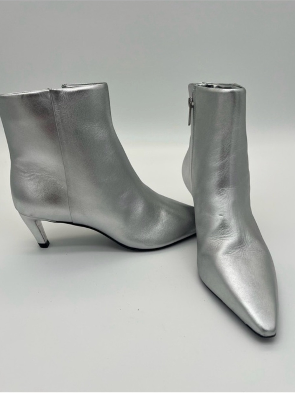 Vince Camuto Metallic Silver Pointed Toe Ankle Booties